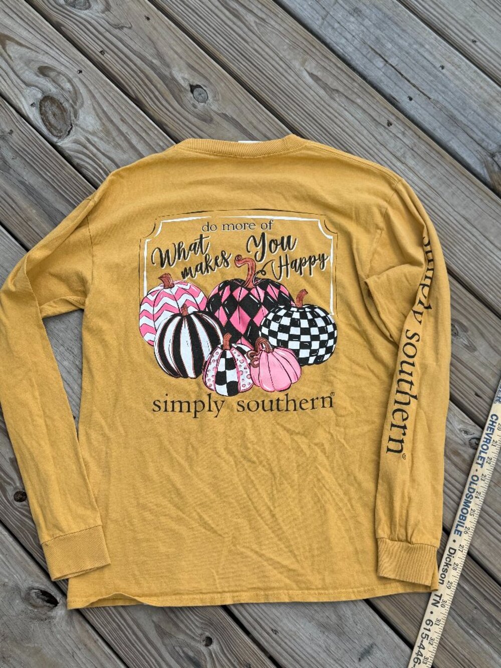 Simply Southern Pumpkin Tee Mustard Preppy Coquette Fall Graphic Top M 3752